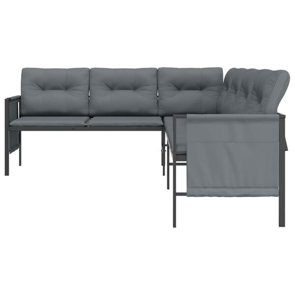 vidaXL Garden Corner Sofa Anthracite Steel and Textilene