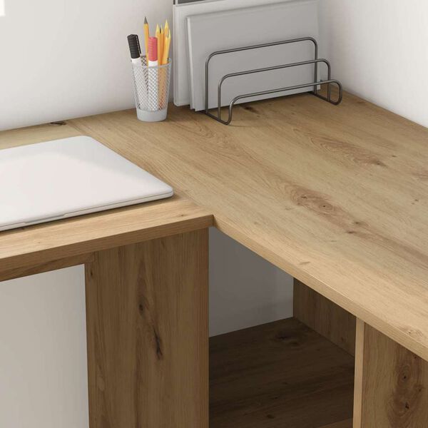 vidaXL Desk with Shelf Artisan Oak 142 x 102 x 73 cm Engineered Wood