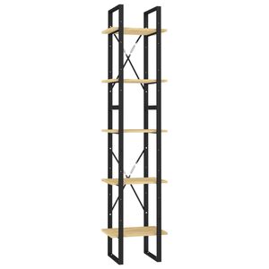 vidaXL Book Cabinet | Natural wood and black | Pinewood and metal | Medium