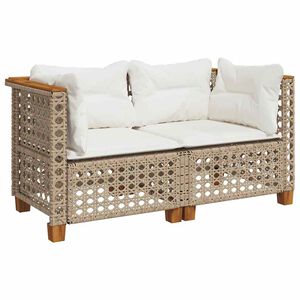 vidaXL Garden Sofas Corner with Cushions 2 pcs Beige Poly Rattan