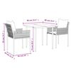 vidaXL 3 Piece Garden Dining Set with Cushions Poly Rattan and Steel