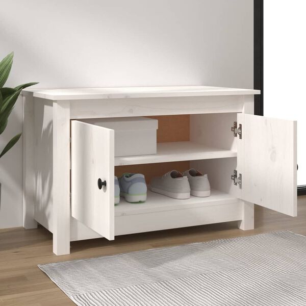 vidaXL Shoe Cabinet White 70x38x45.5 cm Solid Wood Pine
