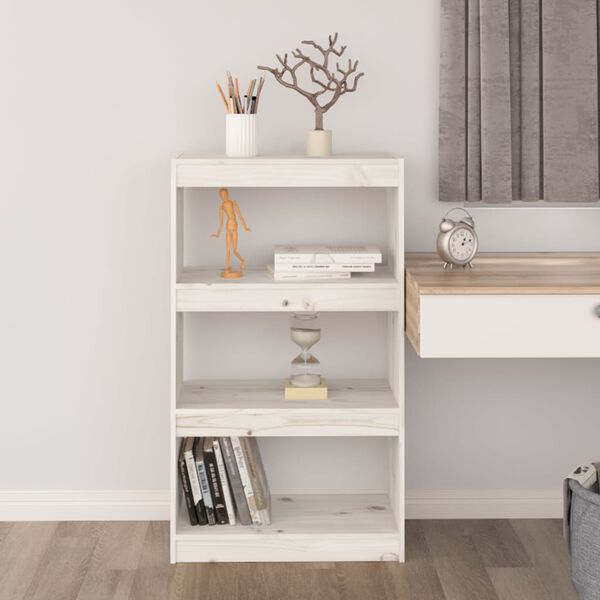 vidaXL Book Cabinet/Room Divider White 60x30x103.5 cm Solid Wood Pine