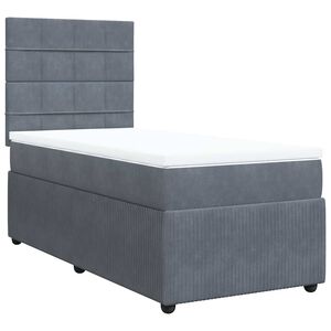 vidaXL Box Spring Bed with Mattress Dark Grey King Single Velvet