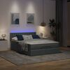 vidaXL Ottoman Bed with Mattress & LEDs Dark Grey Queen Fabric