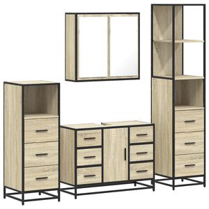 vidaXL 4 Piece Bathroom Furniture Set Sonoma Oak Engineered Wood