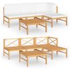 vidaXL 5 Piece Garden Lounge Set with Cream Cushions Solid Teak Wood