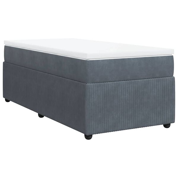 vidaXL Box Spring Bed with Mattress Dark Grey King Single Velvet