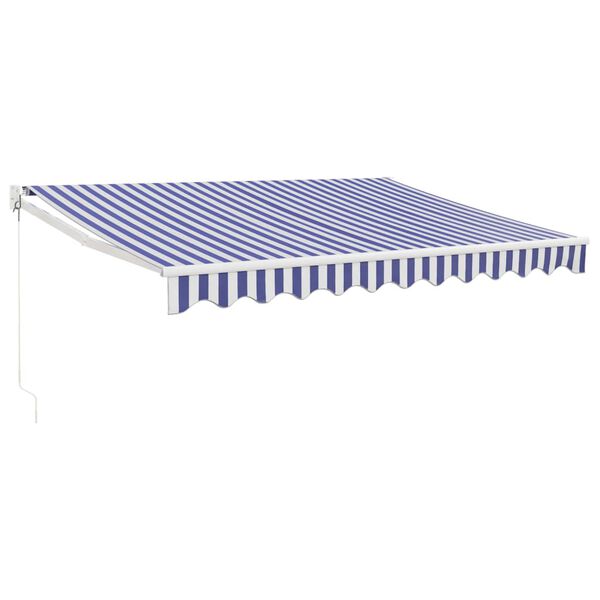 vidaXL Retractable Awning Blue and White 3x2.5 m Fabric and Aluminium