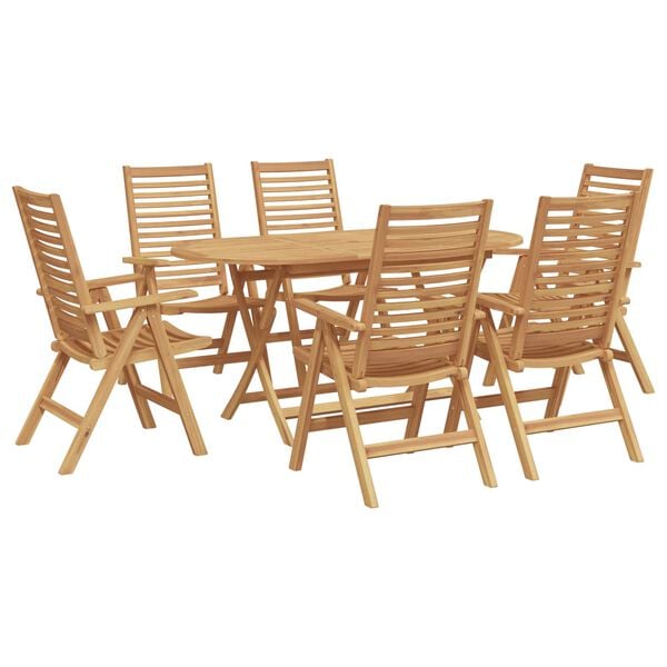 vidaXL Garden Dining Set 7 pcs Brown Solid Teak Wood