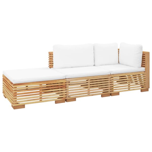 vidaXL 3 Piece Garden Lounge Set with Cushions Solid Wood Teak
