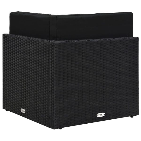 vidaXL Sectional Corner Sofa Poly Rattan Black