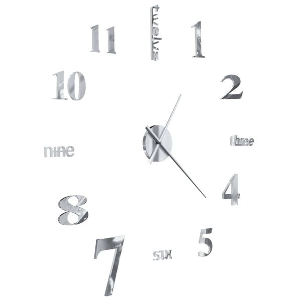 vidaXL 3D Wall Clock Modern Design 100 cm XXL Silver