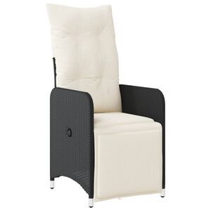 vidaXL Reclining Garden Chair with Cushions Black Poly Rattan