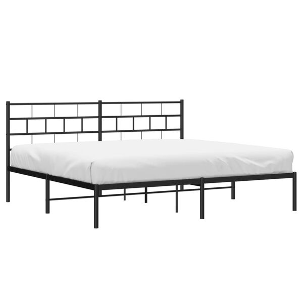 vidaXL Metal Bed Frame without Mattress with Headboard Black 180x200cm