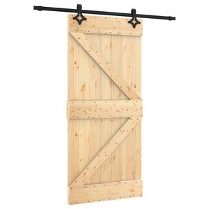 vidaXL Sliding Door Natural and Black 95 x 210 cm Solid Pine Wood