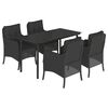 vidaXL 5 Piece Garden Dining Set with Cushions Black Poly Rattan