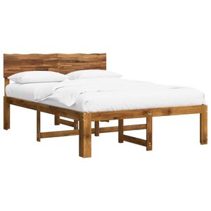 vidaXL Double Bed Frame with Headboard ROSTOCK Natural 135 x 190 cm