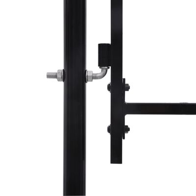 vidaXL Fence Gate Single Door with Arched Top Steel 1x1.75 m Black