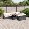 vidaXL 10 Piece Garden Sofa Set with Cushions Black Poly Rattan