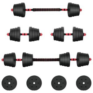 vidaXL 2-in-1 Dumbbell Set 40 kg Black and Red Cement and Iron Sand
