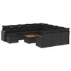 vidaXL 13 Piece Garden Sofa Set with Cushions Black Poly Rattan