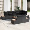 vidaXL Garden Sofa Set with Cushion 8 pcs Black Poly Rattan