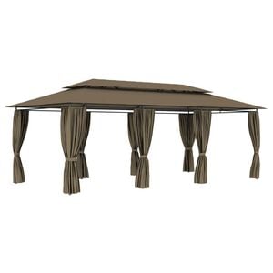 vidaXL Gazebo with Curtains 600x298x270 cm Taupe 180 g/m&sup2;