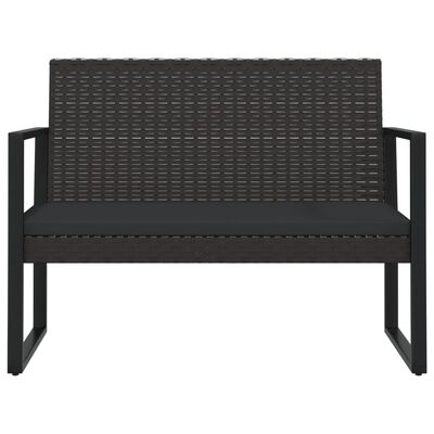 vidaXL Garden Bench with Cushions Black 106 cm Poly Rattan