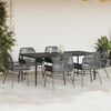 vidaXL 7 Piece Garden Dining Set with Cushions Black Poly Rattan Glass
