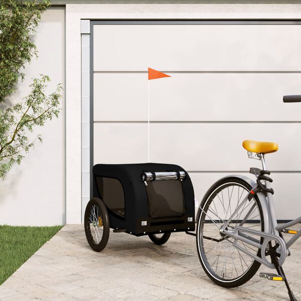 vidaXL Pet Bike Trailer Black Oxford Fabric and Iron