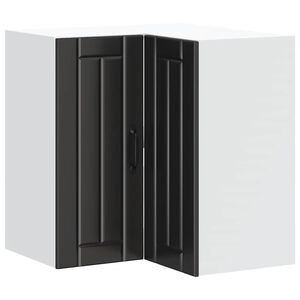vidaXL Kitchen Wall Corner Cabinet "Lucca" Black Engineered Wood