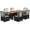 vidaXL 7 Piece Garden Dining Set with Cushions Black Poly Rattan