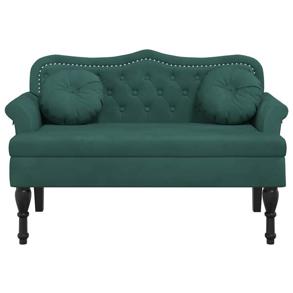 vidaXL Bench with Cushions Dark Green 120.5x65x75 cm Velvet