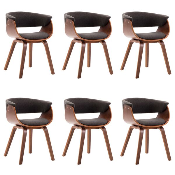 vidaXL Dining Chairs 6 pcs Grey Bent Wood and Fabric