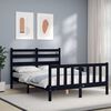 vidaXL Bed Frame without Mattress Black Double Solid Wood Pine