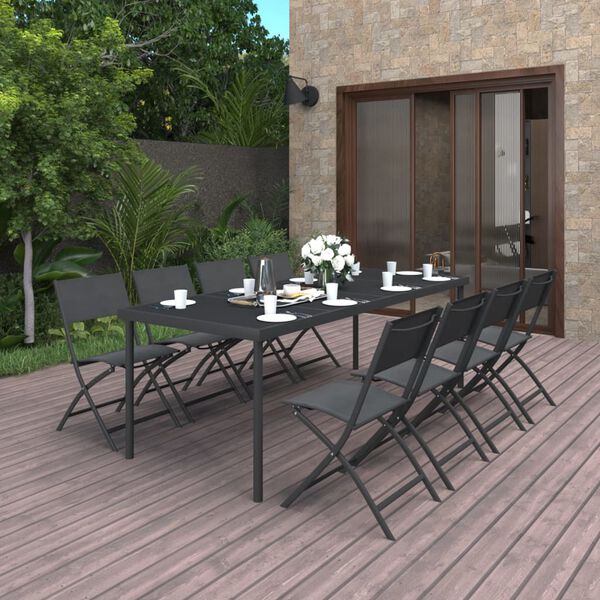 vidaXL 9 Piece Outdoor Dining Set Steel