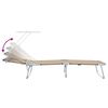 vidaXL Folding Sun Lounger with Canopy Steel Taupe