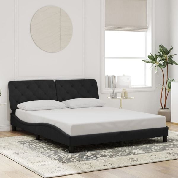 vidaXL Bed Frame without Mattress Black 152x203 cm Queen Velvet