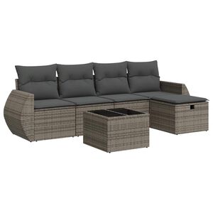 vidaXL 5 Piece Garden Sofa Set with Cushions Grey Poly Rattan