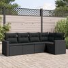 vidaXL 5 Piece Garden Sofa Set with Cushions Black Poly Rattan