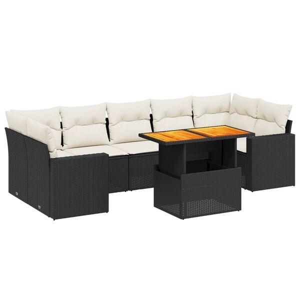 vidaXL 8 Piece Garden Sofa Set with Cushions Black Poly Rattan