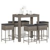 vidaXL 7 Piece Garden Bar Set with Cushions Grey Poly Rattan