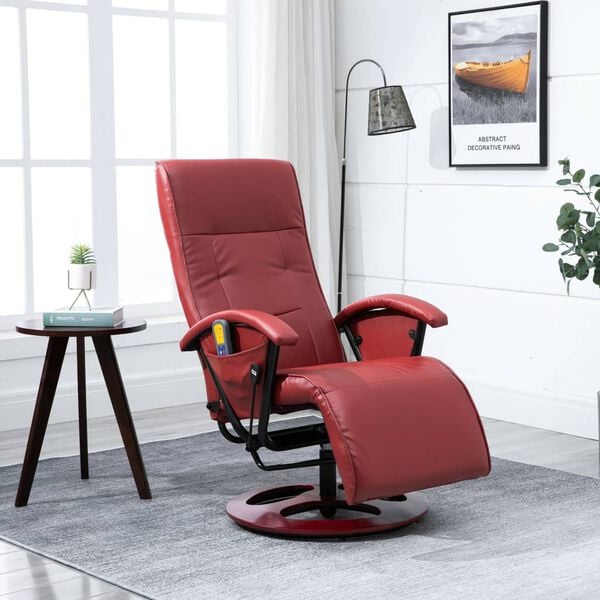 vidaXL Massage Chair Wine Red Faux Leather