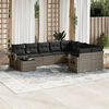 vidaXL 10 Piece Garden Sofa Set with Cushions Grey Poly Rattan