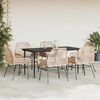 vidaXL 7 Piece Garden Dining Set with Cushions Brown Poly Rattan Glass