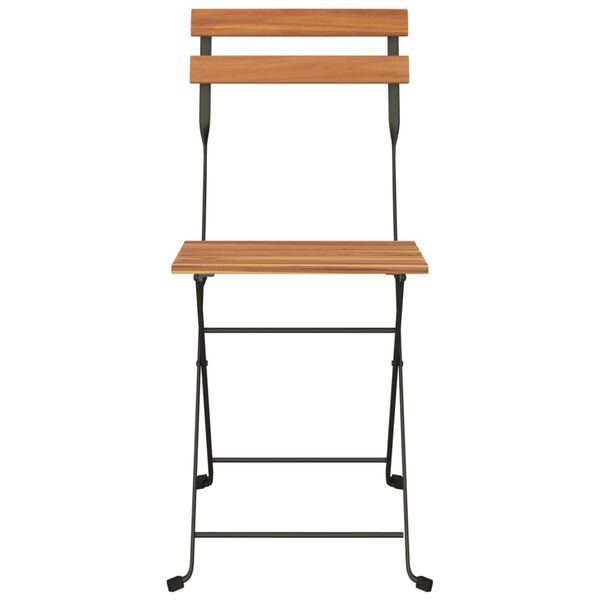 vidaXL Folding Bistro Chairs 4 pcs Solid Wood Teak and Steel