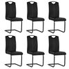 vidaXL Cantilever Dining Chairs 6 pcs Black Faux Leather