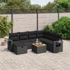 vidaXL 8 Piece Garden Sofa Set with Cushions Black Poly Rattan