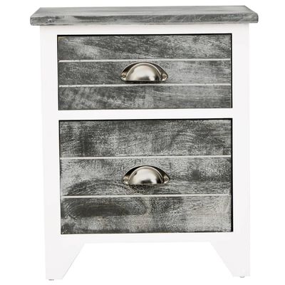 vidaXL Nightstand 2 pcs with 2 Drawers Grey and White